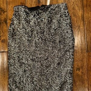 Xhilaration Black & Silver Sequin Pencil Skirt - Size S